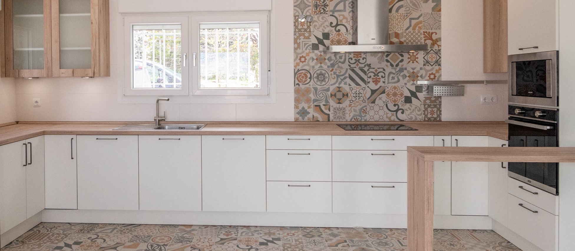 laser blanco y roble arena